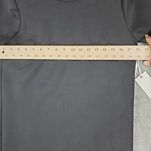 Good American Shift Dress Womens 0 Black Scuba Neoprene Shoulder Pads Mini NWT - Picture 8 of 8